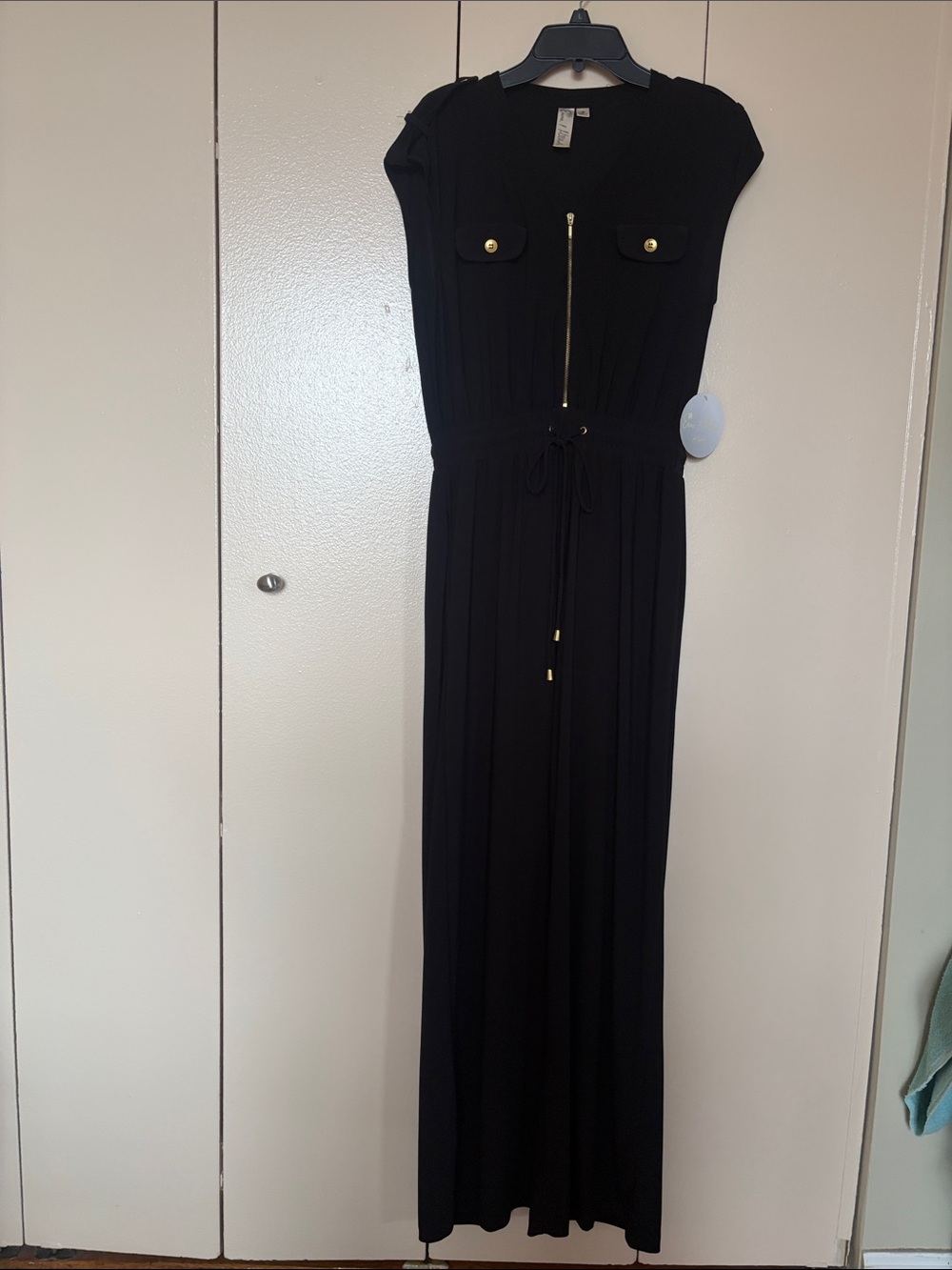 Emma & Michele Black Jumpsuit with Gold Accents